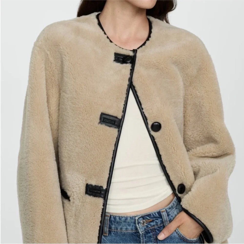 Mango Tan Shearling Jacket - Picture 2 of 12
